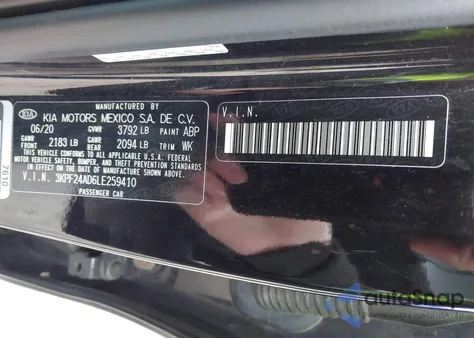 2020 Kia Forte Lxs from USA, damaged, VIN 3KPF24AD6LE259410